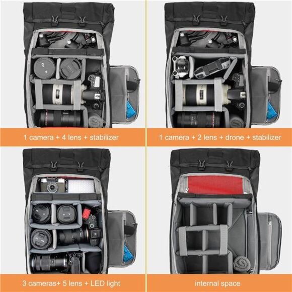 Camera Backpack Waterproof Camera Bag for Photographer DSLR SLR Mirrorless - Picture 2 of 7